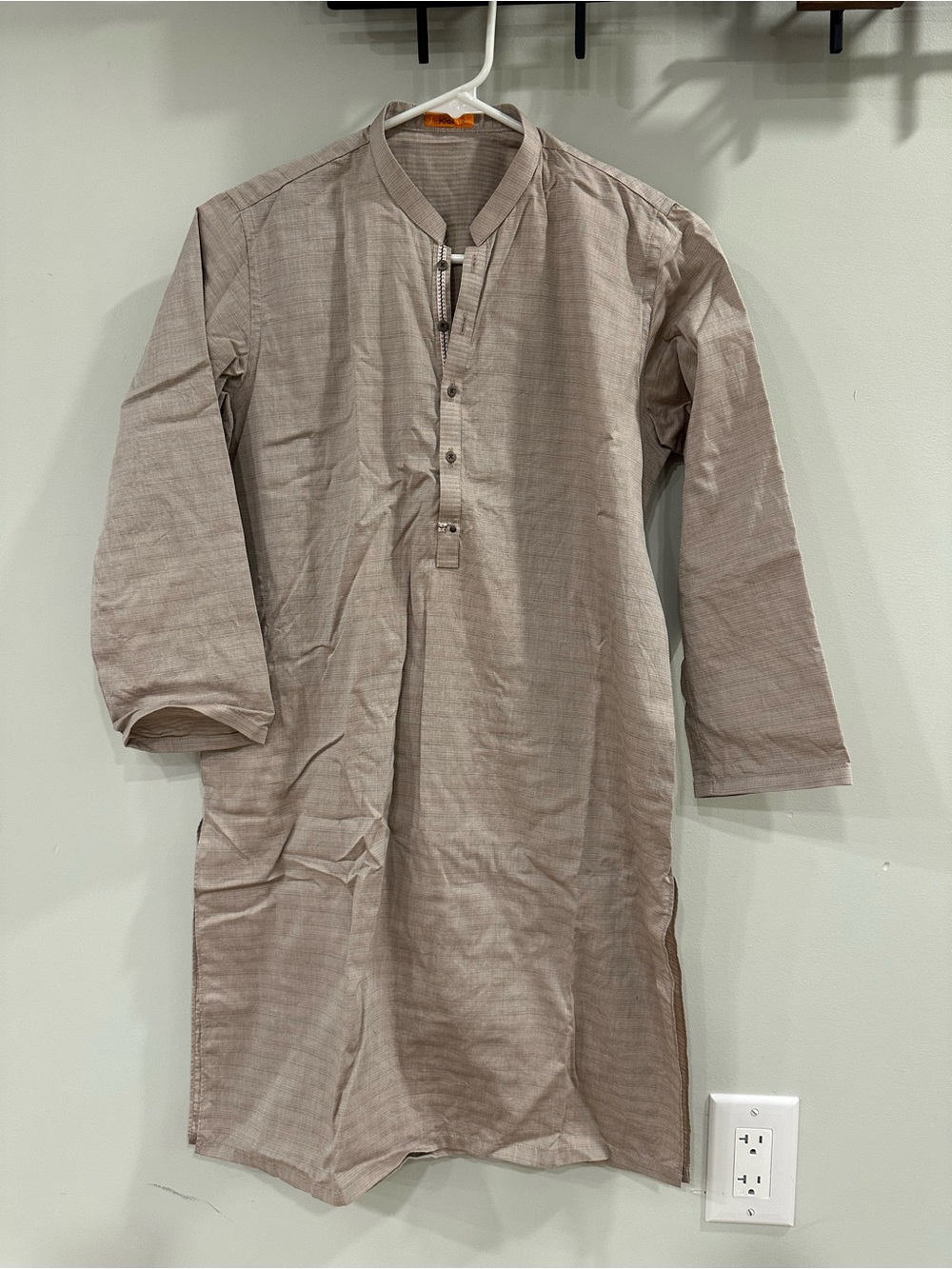 Boys Junaid Jamshed Beige Cotton Kurta Shirt - Classic Long Sleeve size 10 -